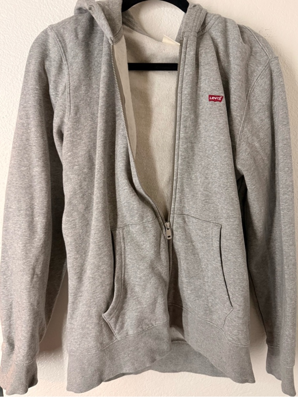 Levi's Light Gray Sherpa-Lined Zip Hoodie